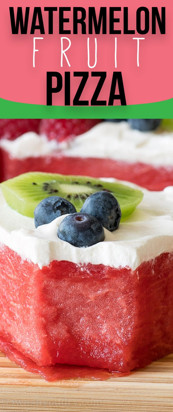 SUPER EASY! My kids go crazy over this delicious refreshing treat! Watermelon Fruit Pizza is my new favorite snack and dessert recipe!