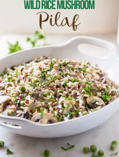 Under 30 min Wild Rice Mushroom Pilaf: a super-easy and delicious side dish perfect for potlucks and holiday gatherings.