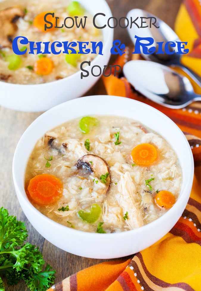 Quick and simple to throw together, this Slow Cooker Chicken and Rice Soup is hearty, tasty, and easily customizable to suit any palate.