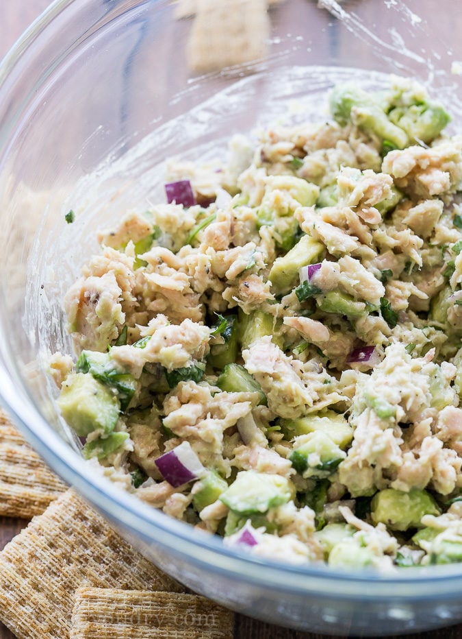 My family LOVED this quick and easy Avocado Tuna Salad! We used it on crackers. 