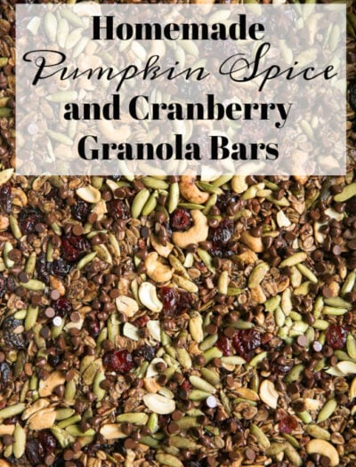 Pumpkin Spice Cranberry Granola Bars with Chocolate Chips- an easy homemade snack the whole family will love!