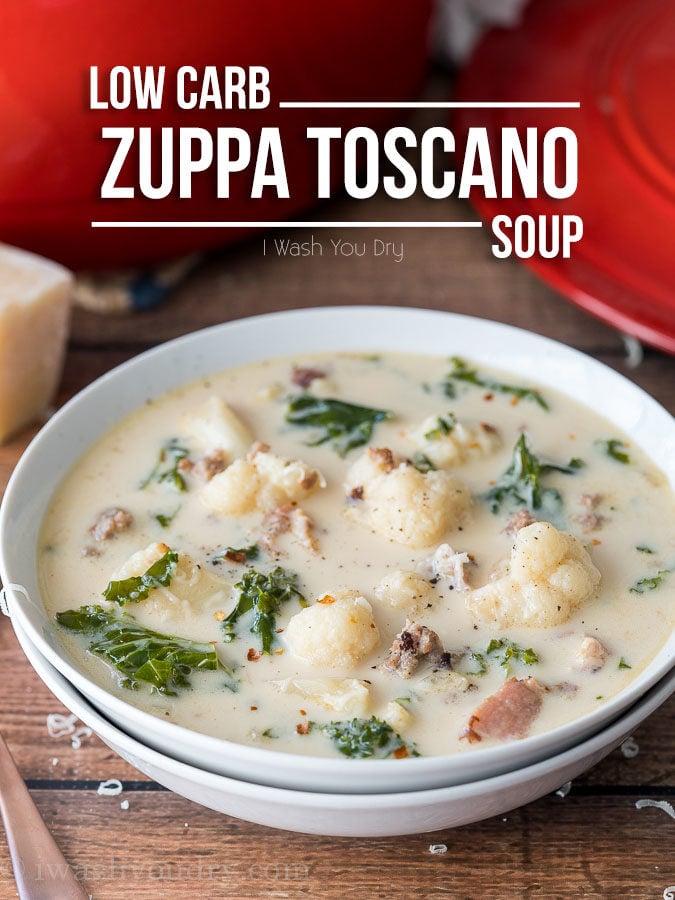 This Low Carb Zuppa Toscano Soup is low on carbs, but HUGE on flavor! My whole family loved this easy soup!