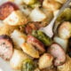 This Parmesan Roasted Sheet Pan Dinner is a complete meal all made on one pan! My kids go crazy for this simple dinner recipe!