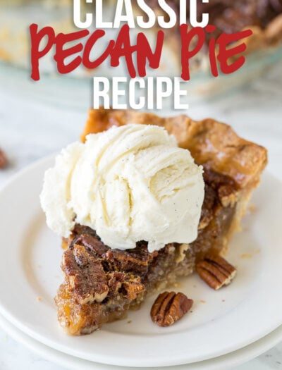 This Classic Pecan Pie Recipe is so easy to make! Just mix everything in a bowl and pour into a pie crust!