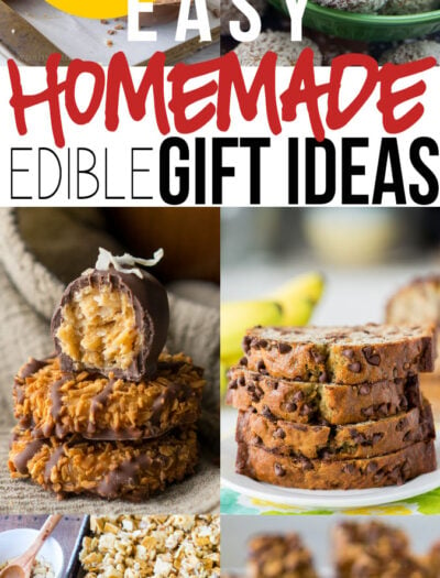 I love all of these super easy Edible Homemade Gift Ideas for the Holidays! So many delicious treats to choose from!
