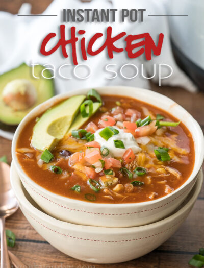 This Instant Pot Chicken Taco Soup recipe is seriously so easy to make! My kids devoured this!