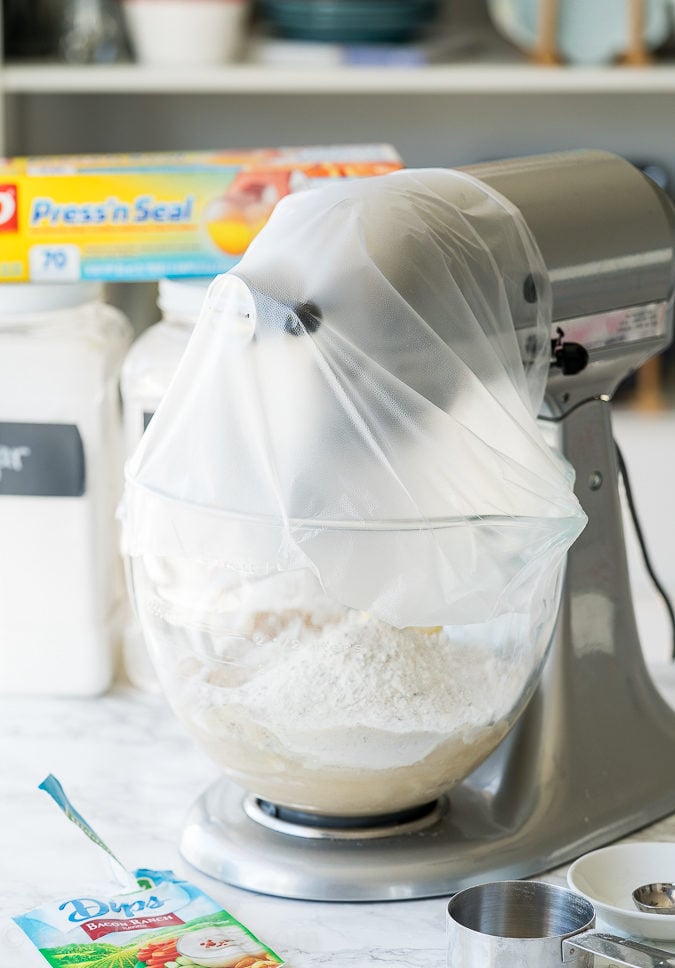 Brilliant baking hack! Cover your stand mixer with Glad Press'n Seal when mixing to prevent flour or powdered sugar from flying out of the bowl!