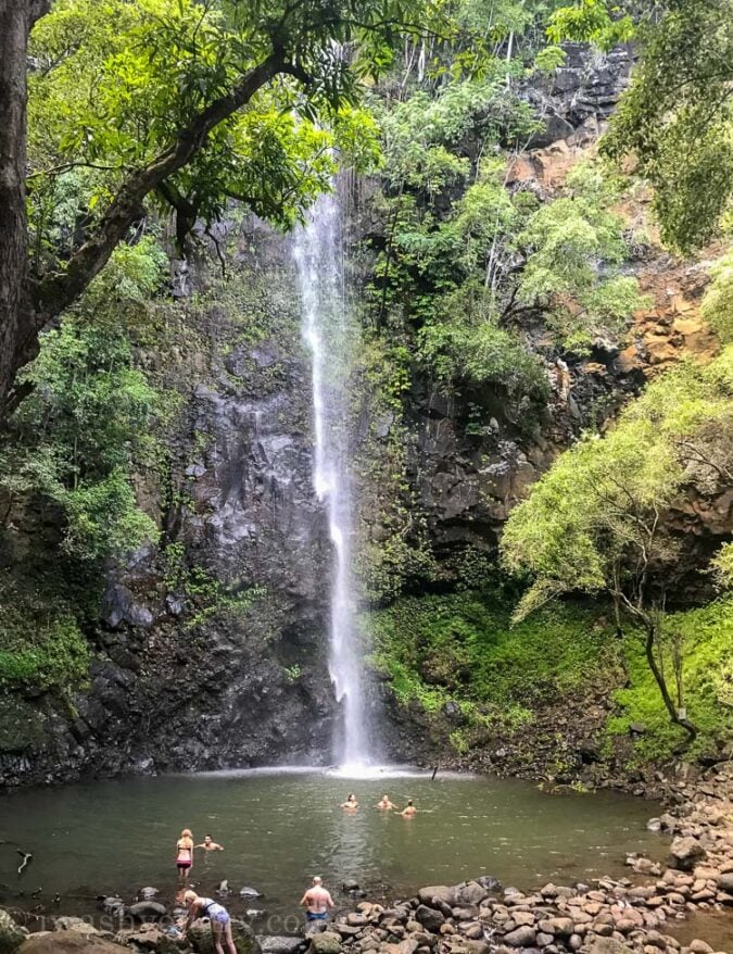 Sacred Falls waterfall in Kauai Hawaii