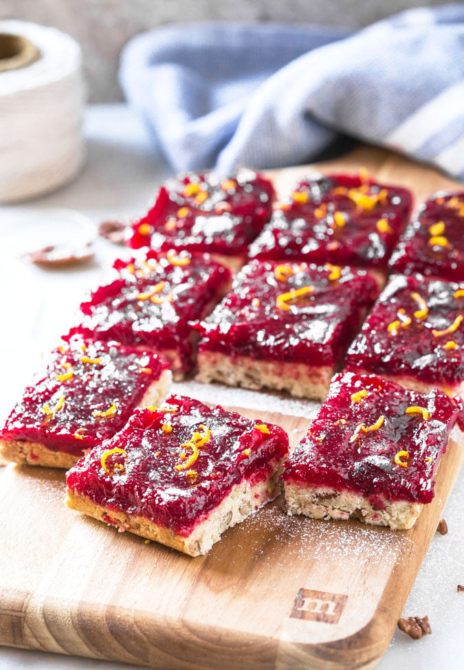 Orange cranberry bars are perfect dessert bars to enjoy fresh seasonal cranberries.