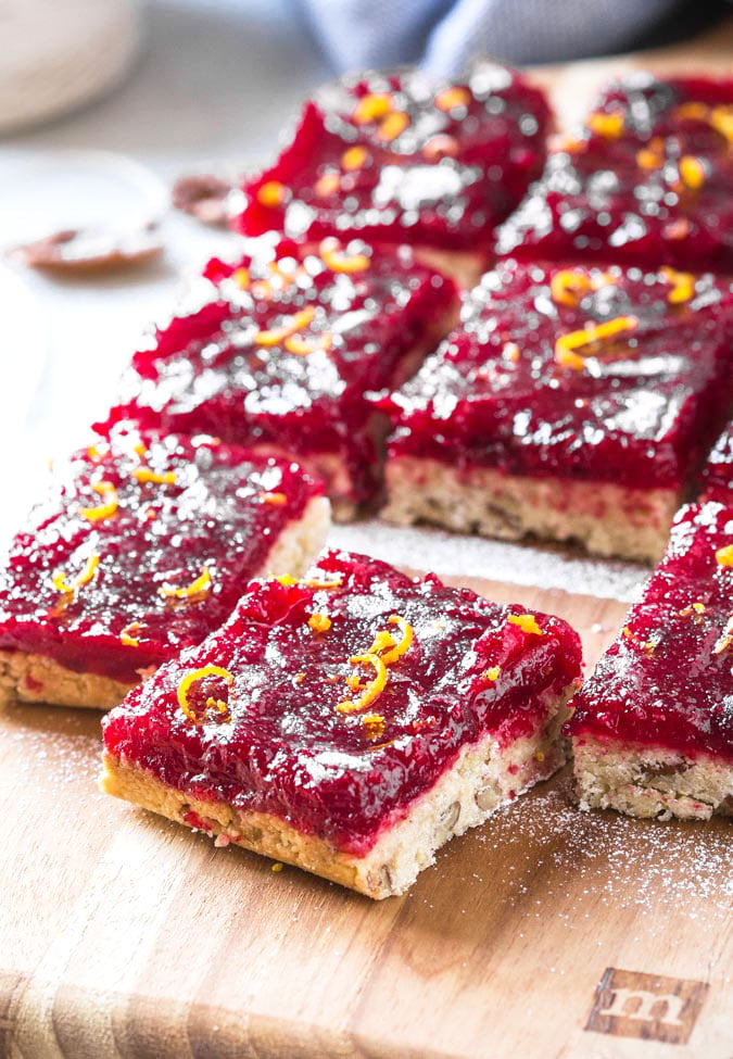 Orange cranberry bars are perfect dessert bars to enjoy fresh seasonal cranberries.