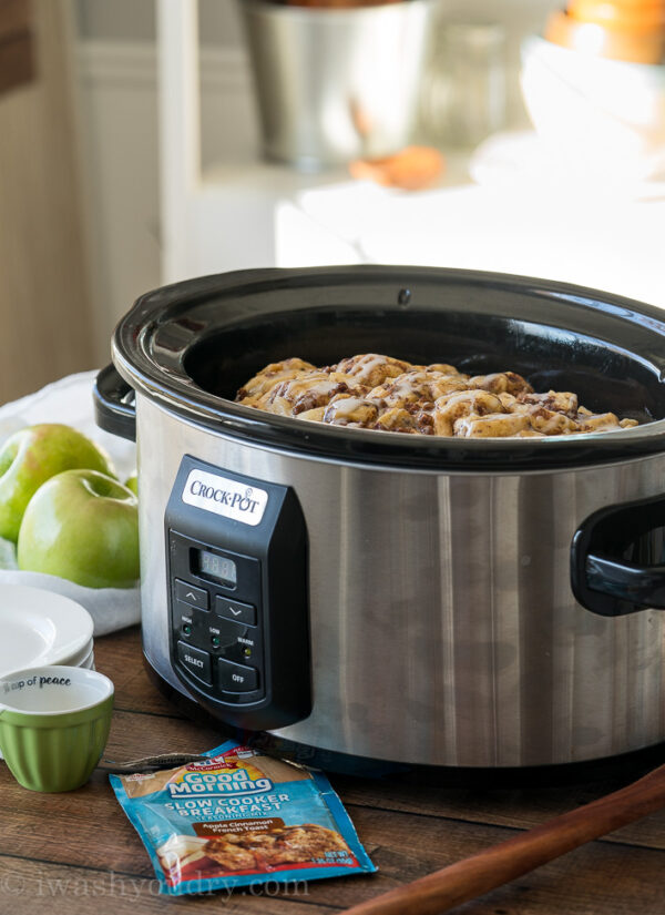 Slow Cooker Apple Cinnamon Roll Casserole I Wash You Dry
