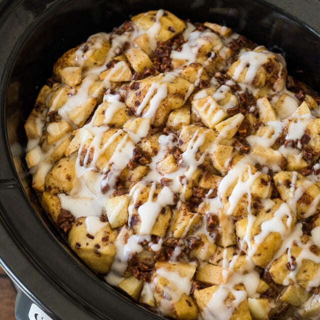 Slow Cooker Apple Cinnamon Roll Casserole I Wash You Dry