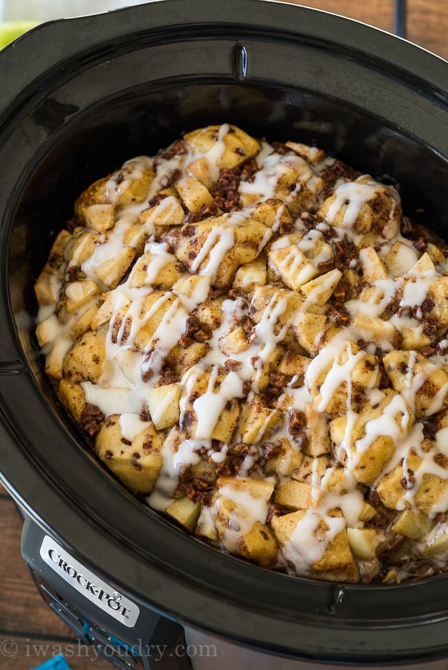 WINNER! This Slow Cooker Cinnamon Roll Casserole is like a French Toast Casserole and was so delicious, my family scarfed it down!