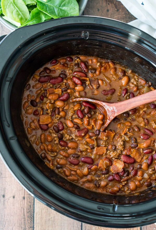 Slow Cooker Steakhouse Cowboy Baked Beans - I Wash You Dry