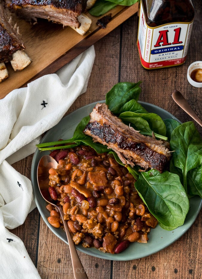 These Slow Cooker Cowboy Beans are simmered all day for a deep intense flavor!