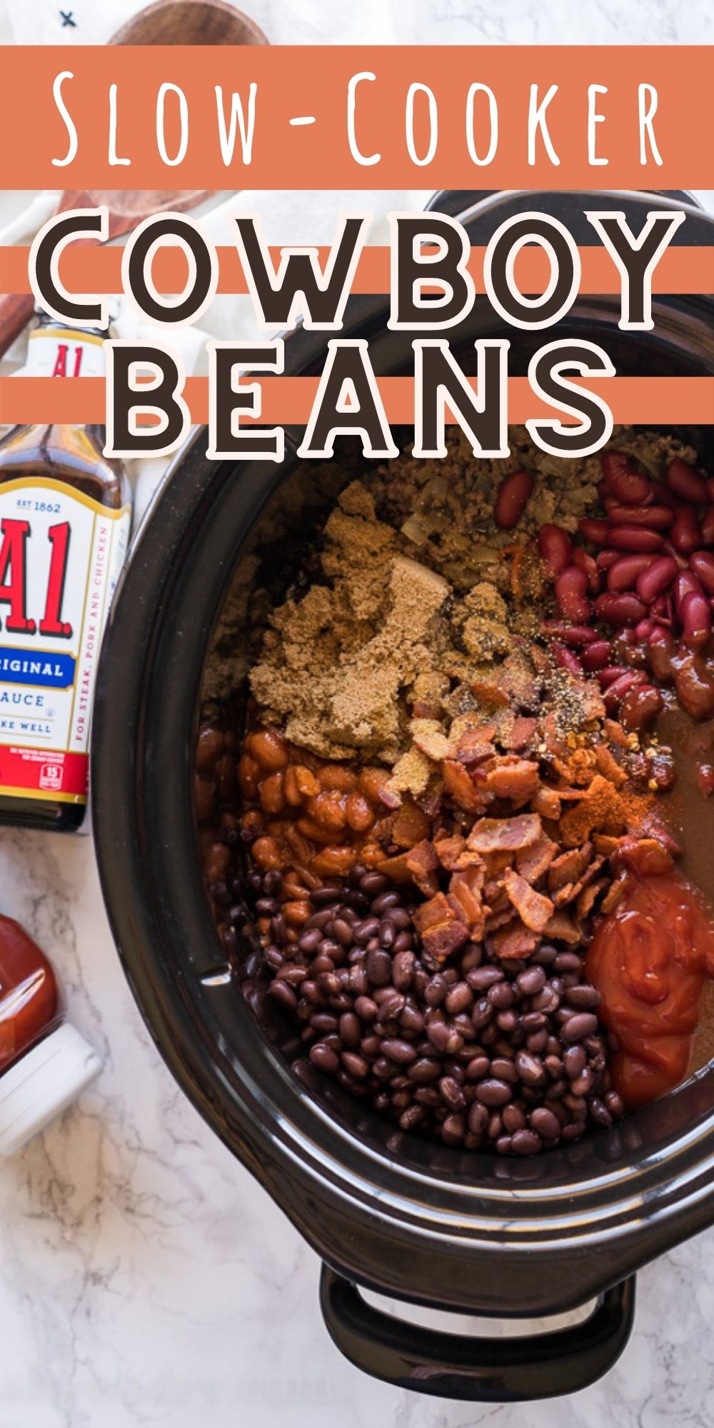 Slow Cooker Steakhouse Cowboy Baked Beans I Wash You Dry
