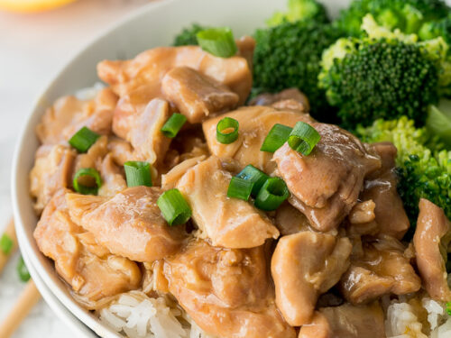 Deliciously sweet and sticky Orange Chicken made in the Instant Pot WITH rice too! A complete meal that my whole family LOVES!