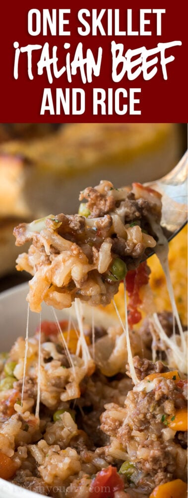 WOW! This super easy ONE SKILLET ground beef and rice recipe is a total winner!