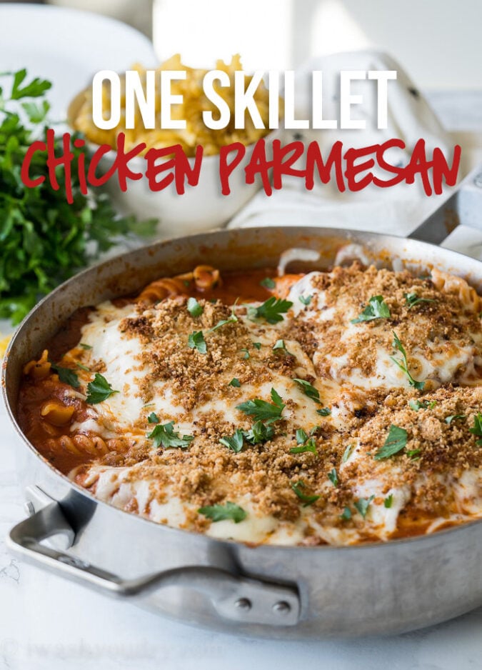 This One Skillet Chicken Parmesan Pasta has quickly become a new family favorite!
