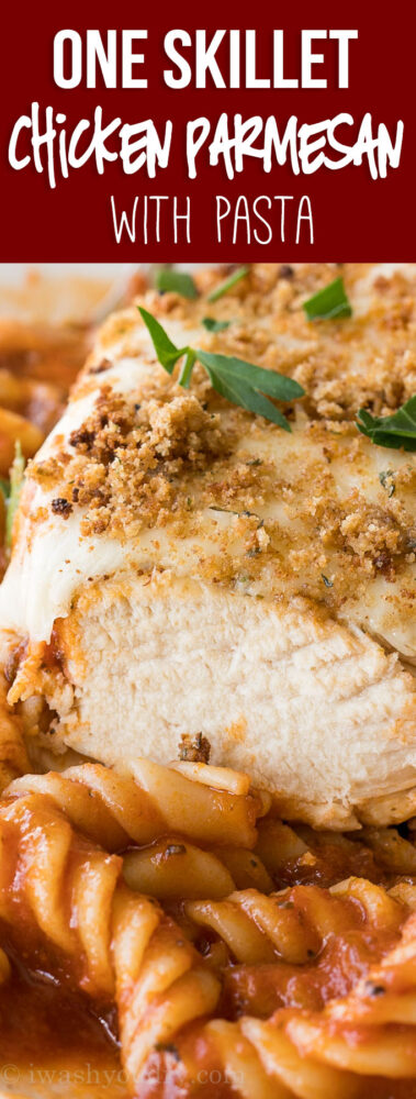 This One Skillet Chicken Parmesan Pasta has quickly become a new family favorite!