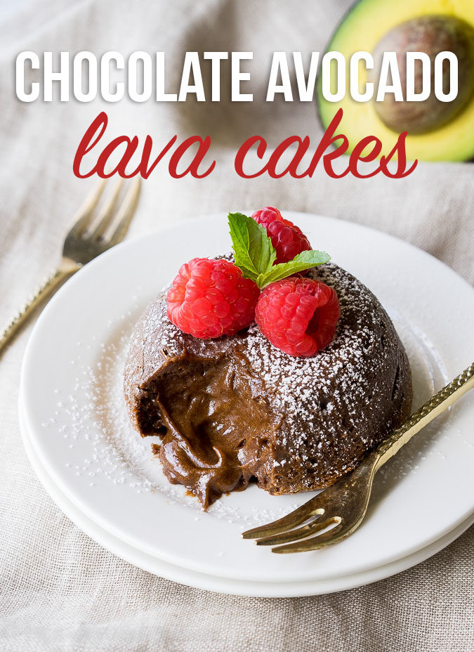 These Chocolate Avocado Molten Lava Cakes are infused with green avocados, for a healthy fat that tastes delicious and is easy to make!