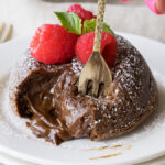 These Chocolate Avocado Molten Lava Cakes are infused with green avocados, for a healthy fat that tastes delicious and is easy to make!