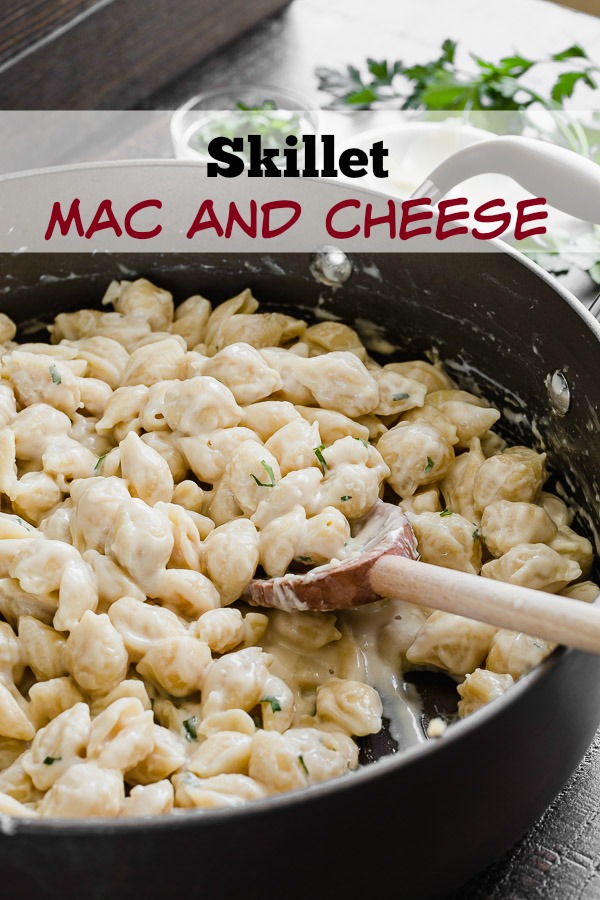 This One Skillet Mac and Cheese is loaded with 3 different flavors of cheese and ready in under 30 minutes! Super kid friendly dinner that even adults LOVE!