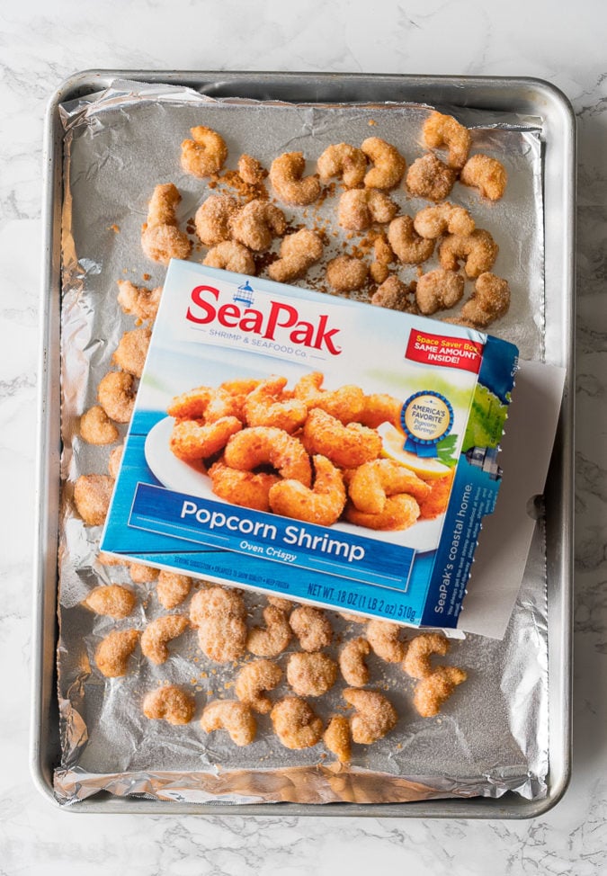 I always keep a box (or two) of this Popcorn Shrimp in my freezer for an easy weeknight meal!