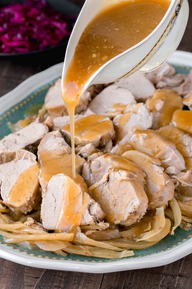 This Slow Cooker Pork Tenderloin is made with a simple ingredients and is bursting with flavor!