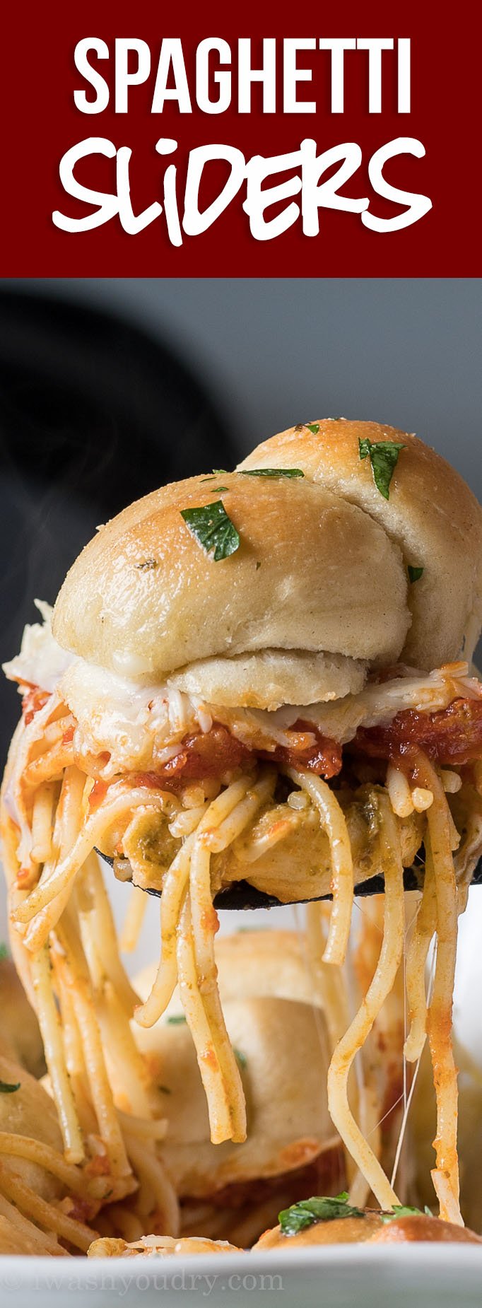 These Spaghetti Garlic Knot Sliders are everything you love about a classic Italian dinner, but in a fun handheld bundle!