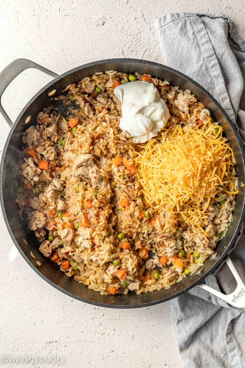 Cheesy Pork and Rice Skillet - I Wash You Dry