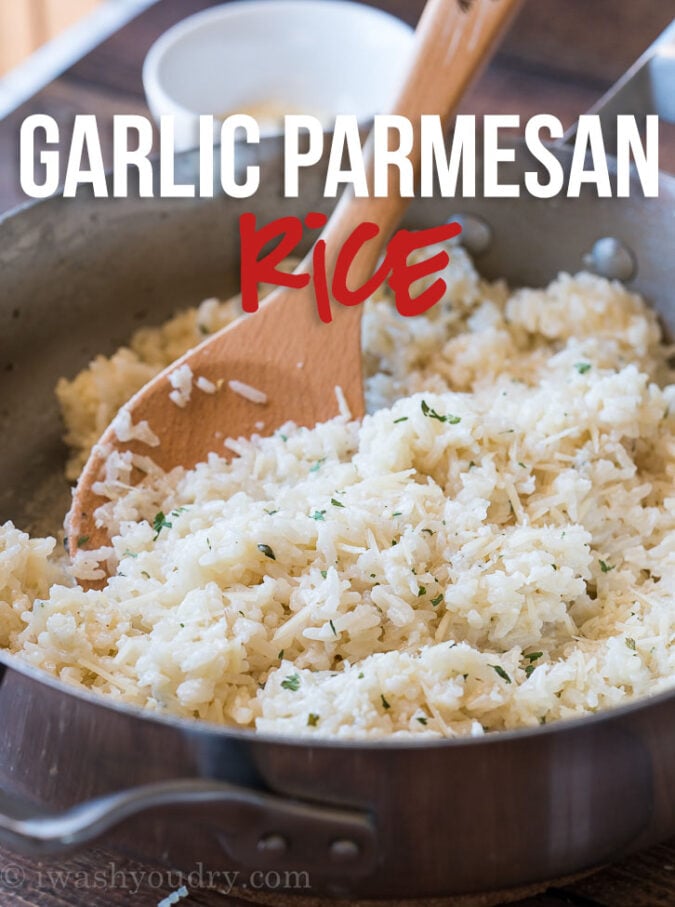 My family LOVES this quick and easy Garlic Parmesan Rice! It's the perfect side dish recipe!