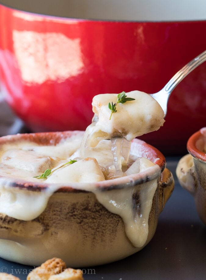 WOW! I love how EASY this warming soup recipe is! French onion soup is our absolute favorite!