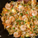 Super easy Shrimp Fried Rice Recipe made in a skillet or wok for an easy weeknight dinner!