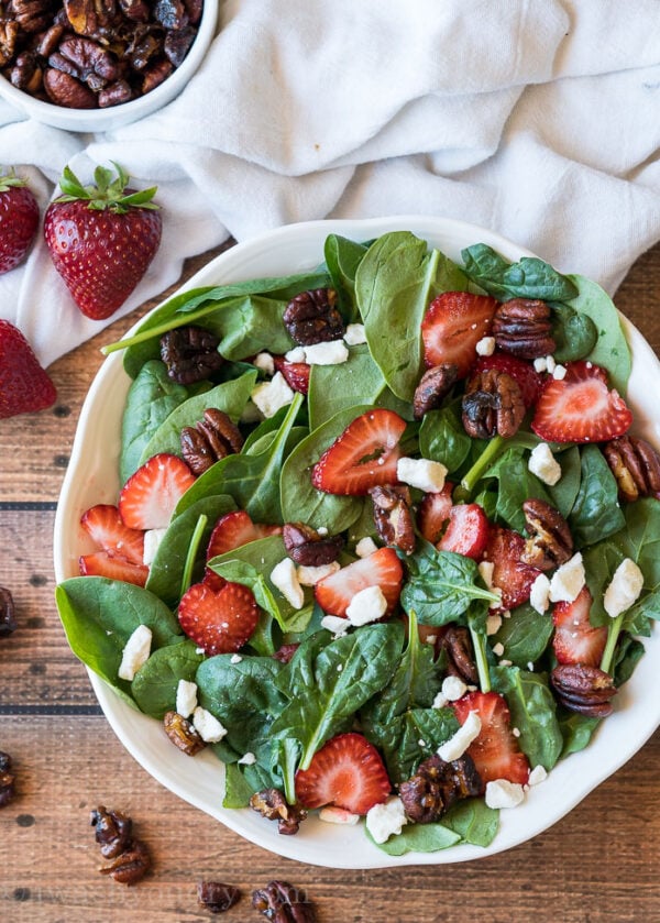 Strawberry Spinach Salad with Candied Pecans - I Wash You Dry