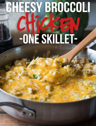 My whole family LOVED this super easy Cheesy Broccoli Chicken Skillet Recipe! Everyone wanted seconds!