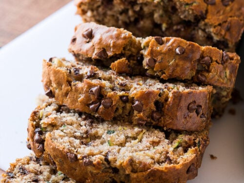 OMG! This is seriously the BEST One Bowl Chocolate Chip Zucchini Bread! So moist and tender, everyone LOVES it!