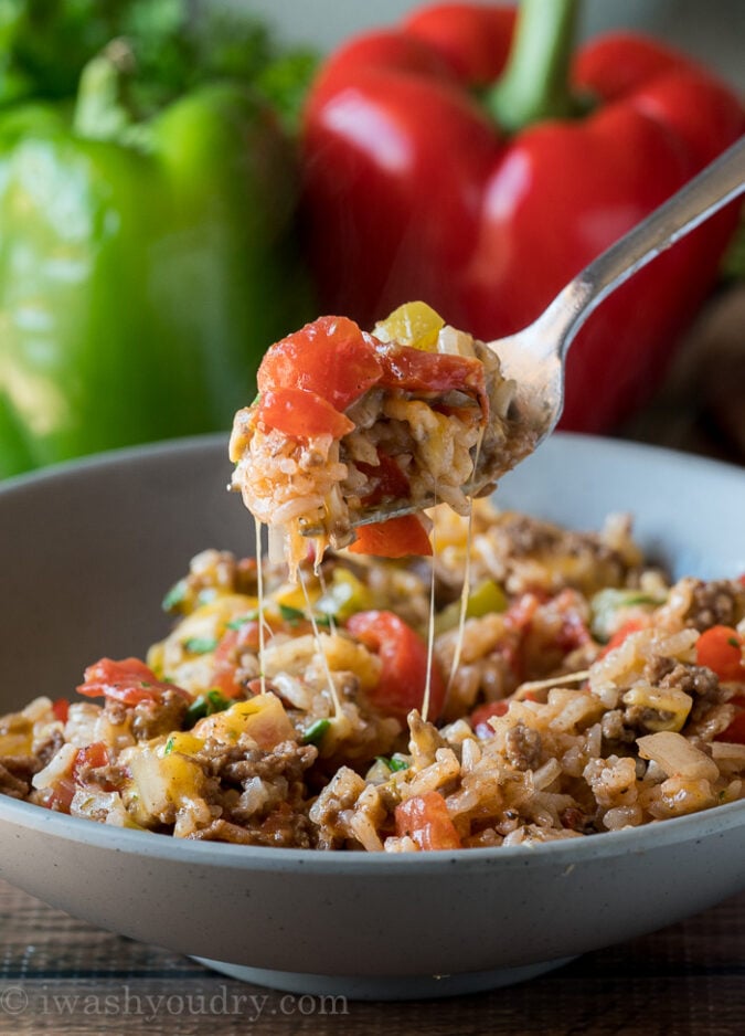 Ground Beef Stuffed Pepper Skillet | I Wash You Dry