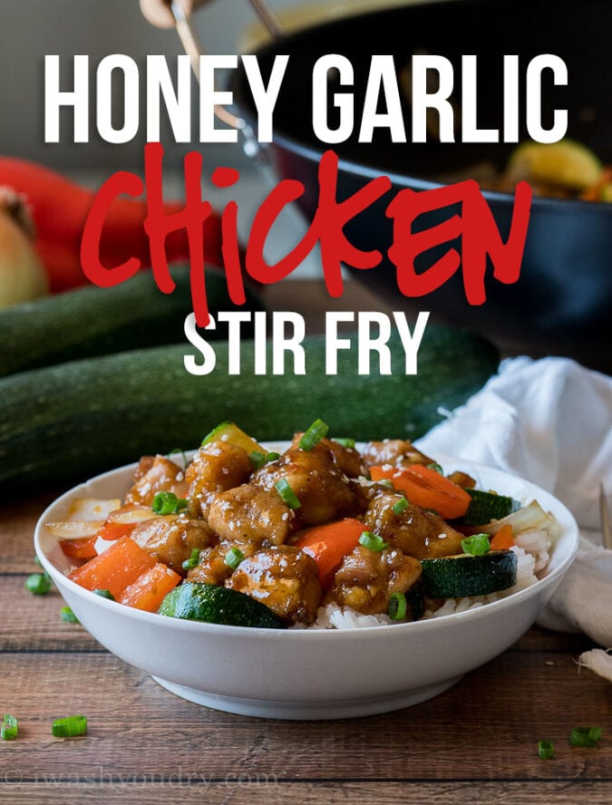 My family LOVES this super easy Honey Garlic Chicken Stir Fry! The veggies are delicious and the sauce is simple and tasty!