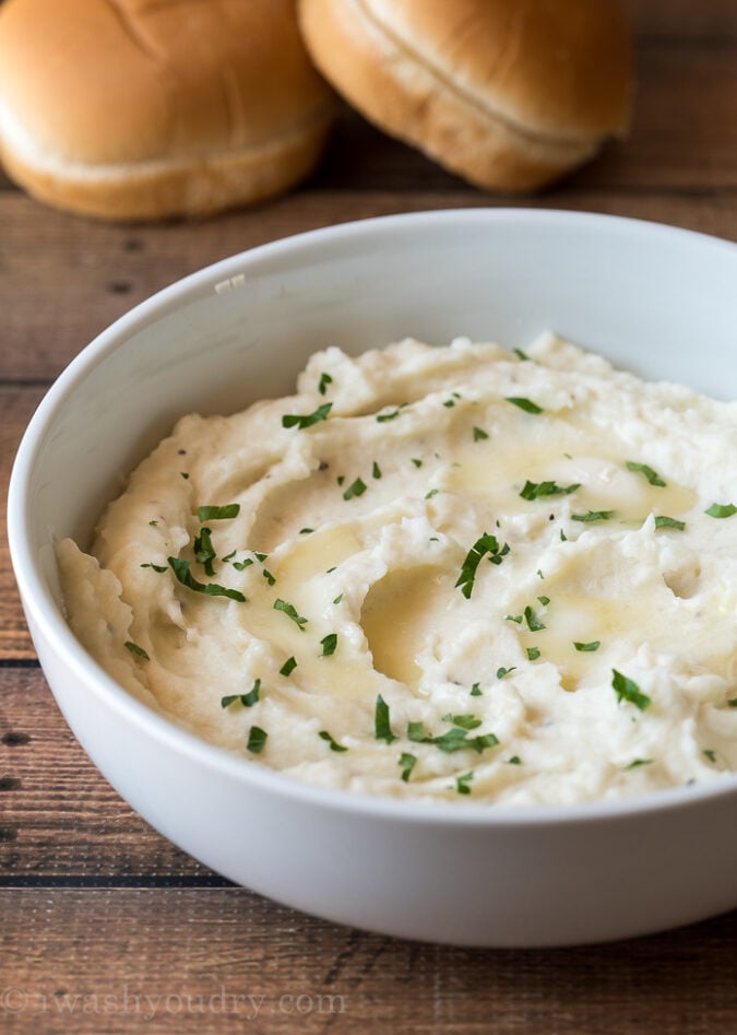 Dress up refrigerated mashed potatoes with a little butter and garnish with parsley to make them look homemade.