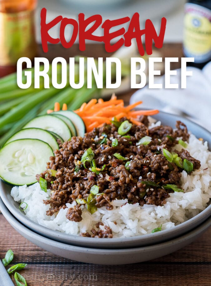 OMG! This super easy Korean Ground Beef Recipe comes together in less than 15 minutes and was the perfect easy dinner recipe for our busy weeknight! Even my picky child ate every last bite!