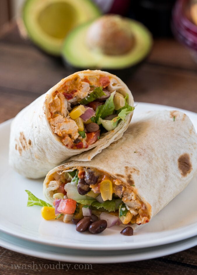 This super easy Southwest Chicken Wrap is filled with Sabra hummus and perfect for back to school lunches or even a quick and healthy work lunch!