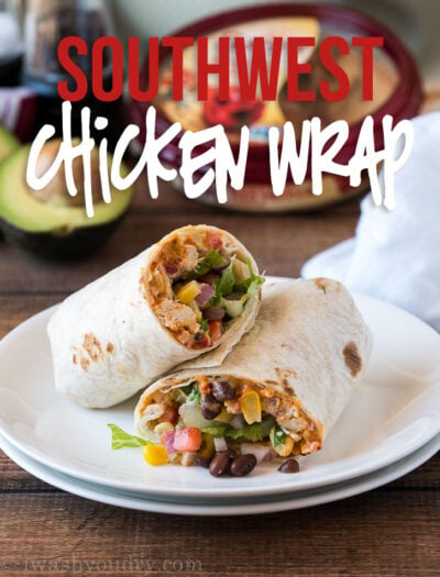 YUM! I'm obsessed with this super easy Southwest Chicken Hummus Wrap! It's quick to make and perfect for making an easy work or school lunch!
