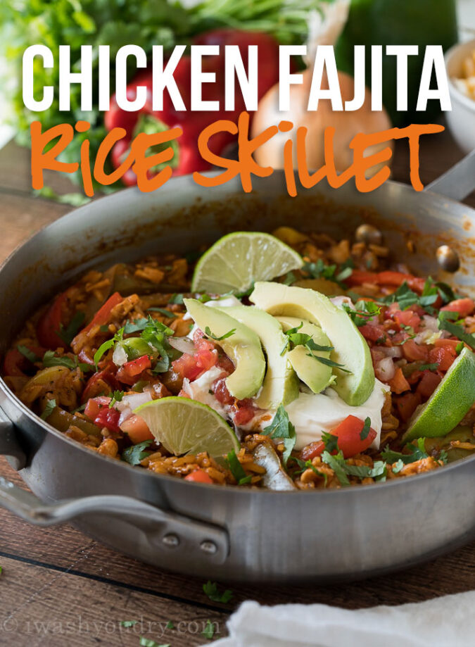 WOW! This fully loaded Chicken Fajita Rice Skillet is filled with all the classic flavors of chicken fajitas in one easy to make recipe! Everything is cooked in just one pan for an easy weeknight dinner!