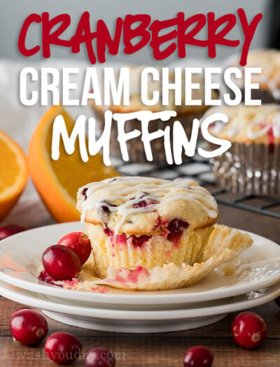 YUM! These Cranberry Cream Cheese Muffins are enhanced with fresh orange zest and tart cranberries in a moist and delicious muffin base. My family LOVES these little muffins!