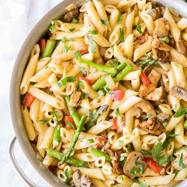 Creamy Chicken Asparagus Penne Pasta - I Wash You Dry