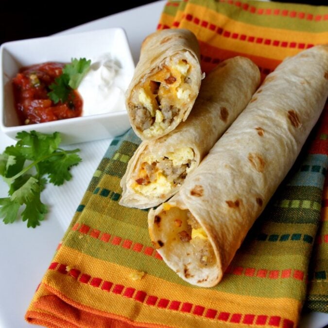 Sausage, Egg And Cheese Breakfast Flautas - I Wash You Dry