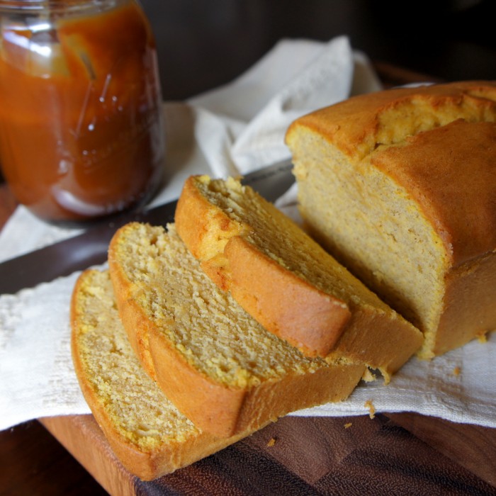 Pumpkin Yogurt Pound Cake with Salted Caramel Drizzle