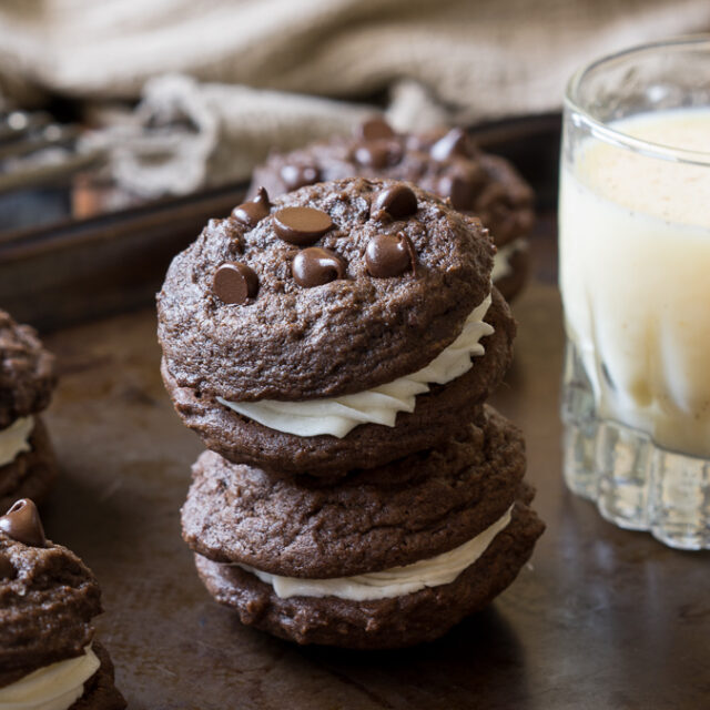 Double Chocolate Eggnog Sandwich Cookies