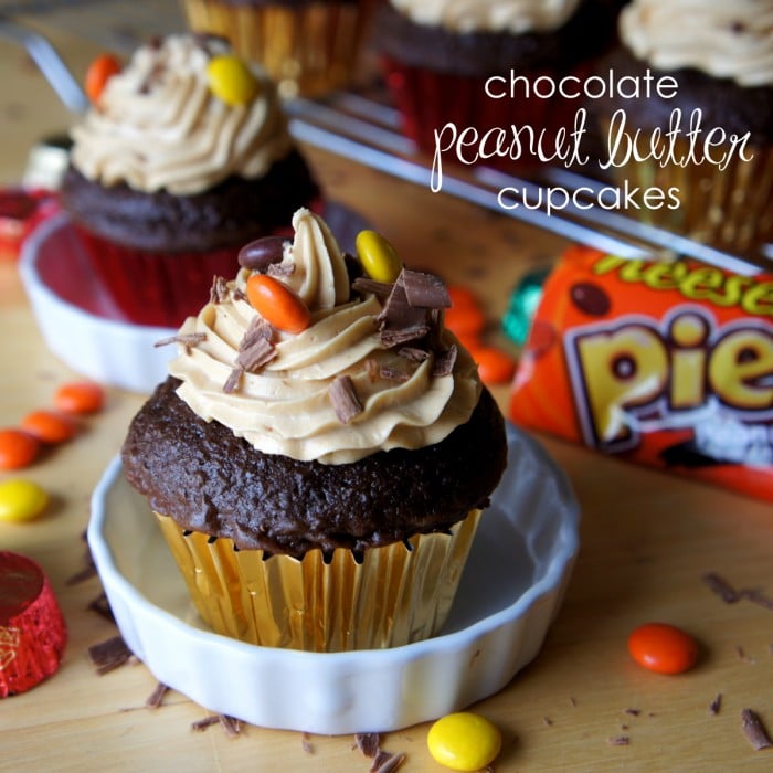 Chocolate and Peanut Butter Cup Cakes with Peanut Butter Buttercream Frosting-image